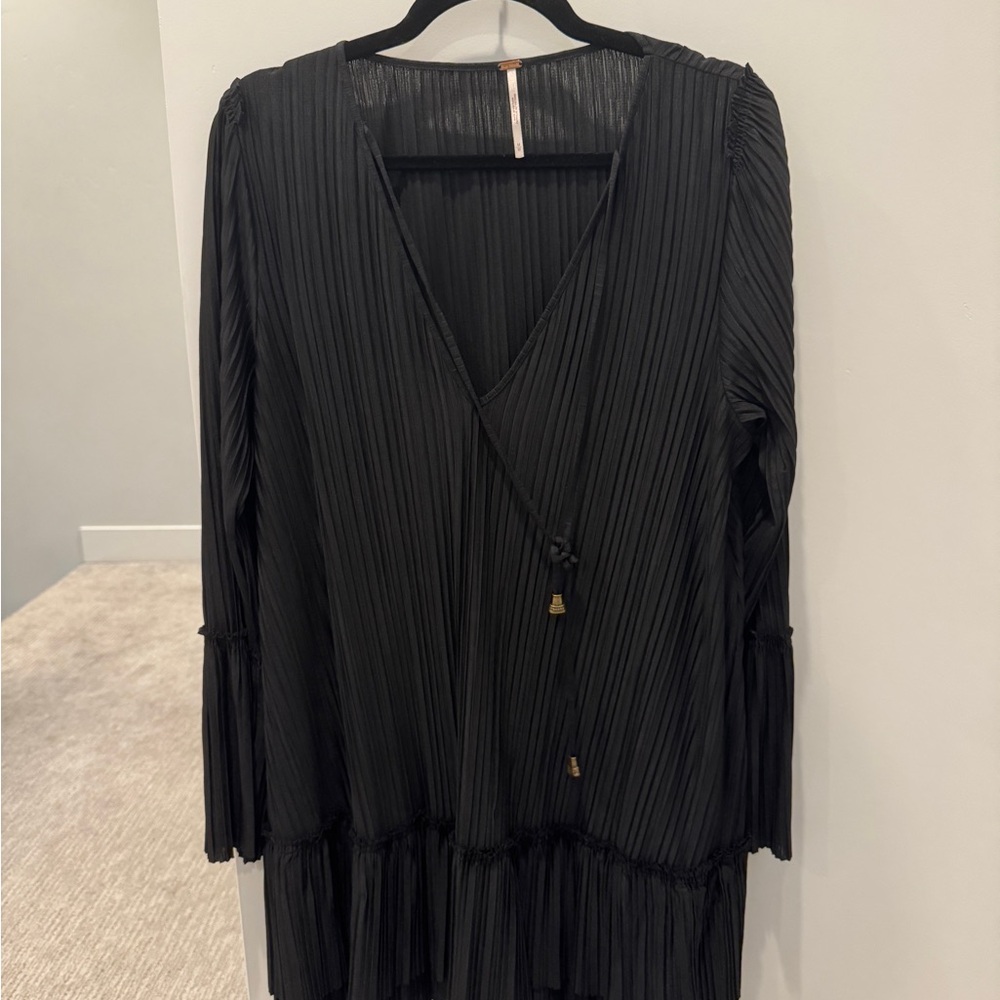 Free People Black Pleated Mini Dress